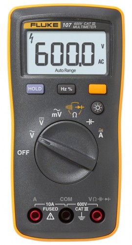 Fluke – Fluke 107 ESP Palm-Sized Digital Multimeter, CAT III, 600 V